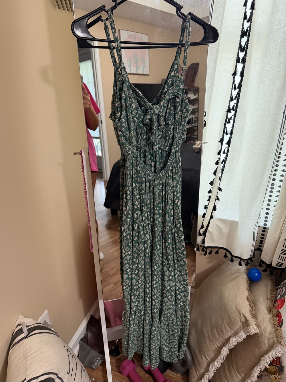 Angie Green cactus Maxi Dress with Smocked Waist - Picture 2 of 3